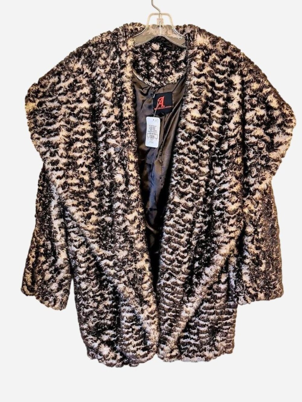 Adrienne Landau AL Cocoon Jacket Animal Print Brown Black M/XL NWT